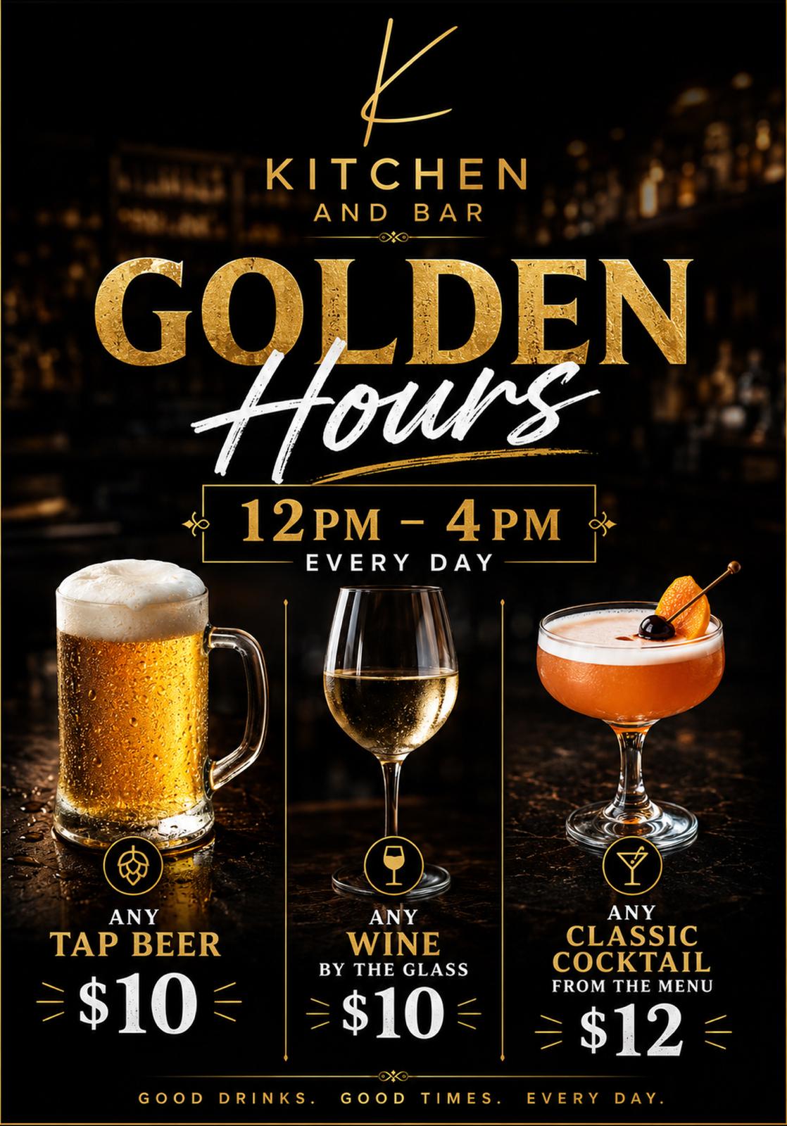 Golden Hours menu